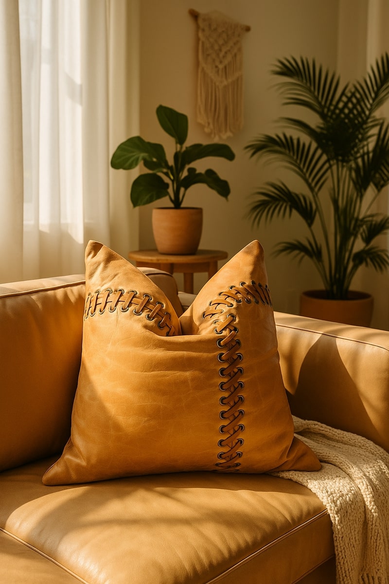 Rustic Appeal Genuine Leather Cushion Cover