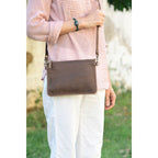 Classic Combination Leather Clutch Crossbody Bag