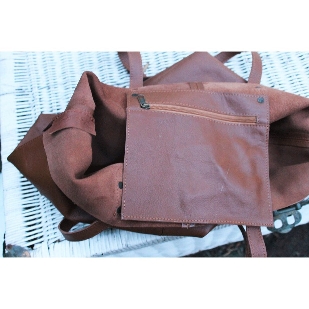 Artisanal Brown Genuine Leather Tote Bag