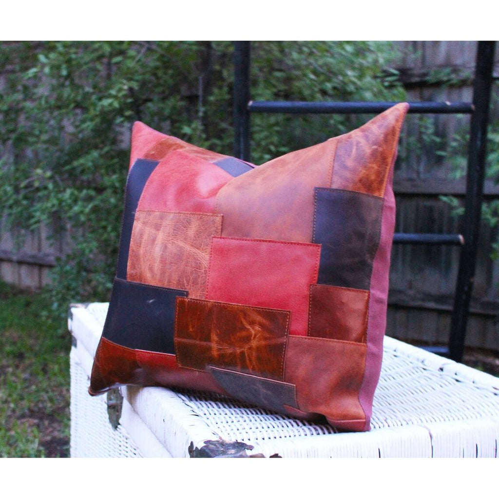 Patchwork Perfection Leather Cushion Cover