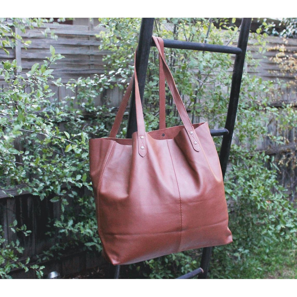 Artisanal Brown Genuine Leather Tote Bag