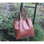 Artisanal Brown Genuine Leather Tote Bag
