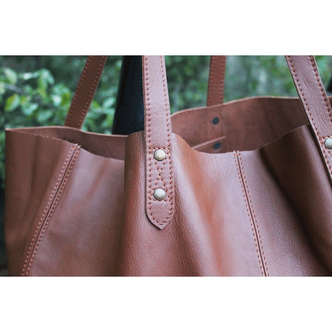Artisanal Brown Genuine Leather Tote Bag