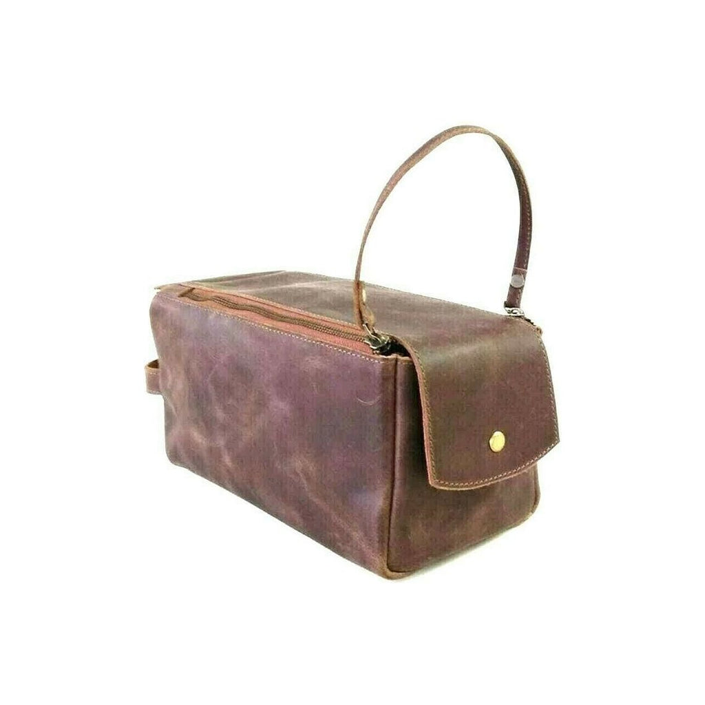 Large Mens Leather Toiletry Bag