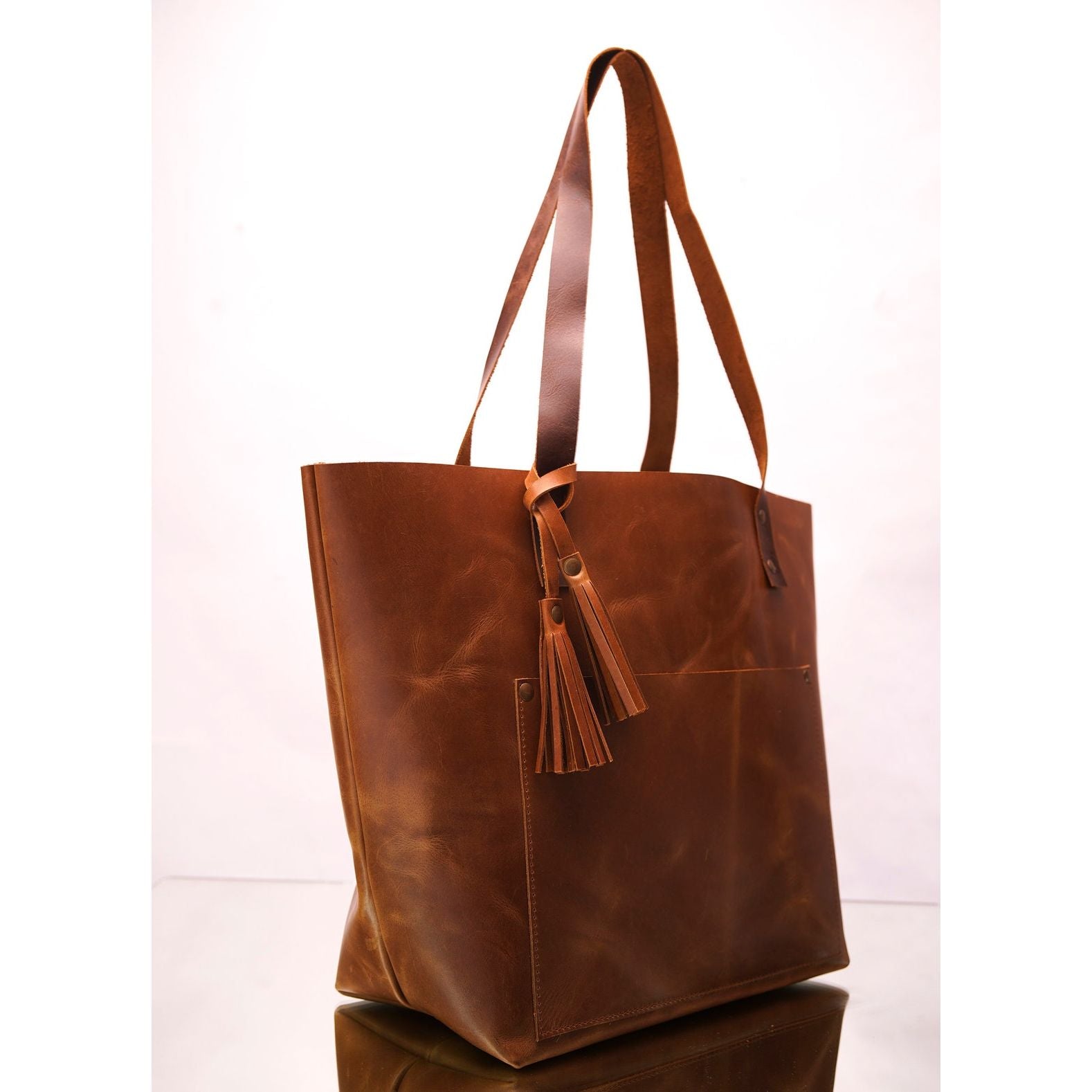 Sophisticated Rustic Leather Tote Bag