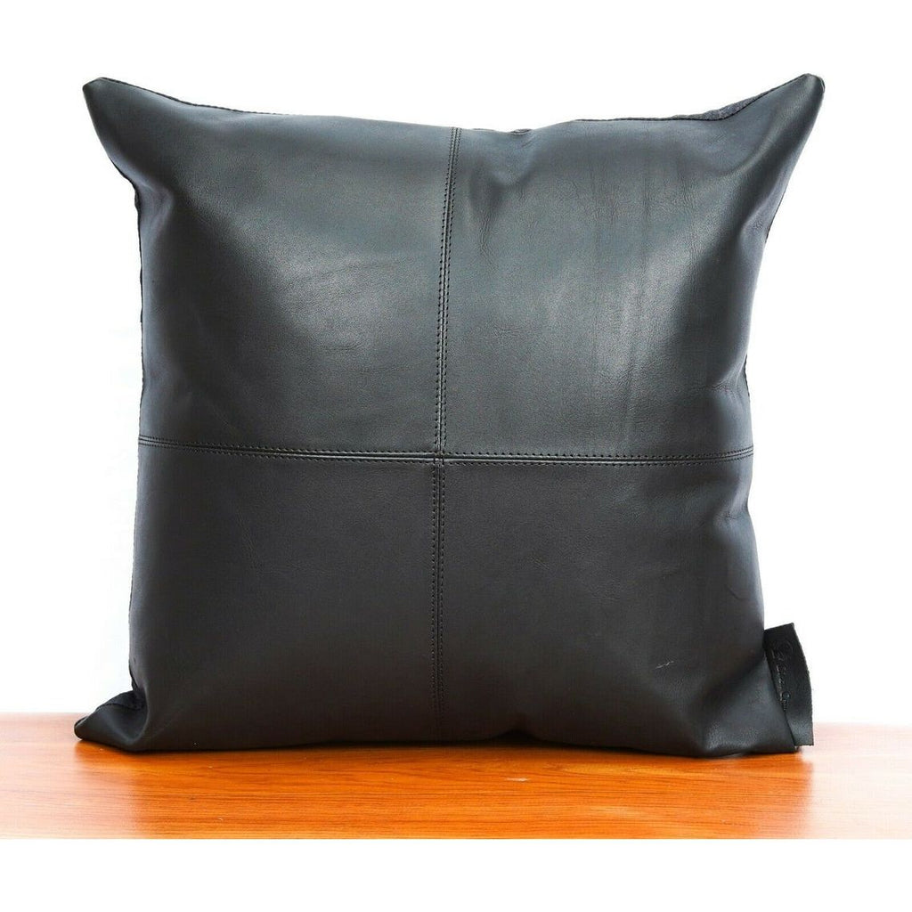 Genuine Vintage Black Leather Cushion