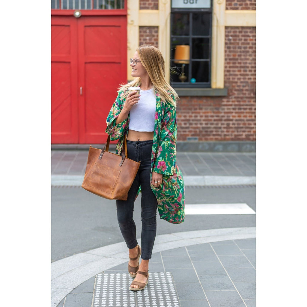 Customized Classic Brown Leather Tote Bag