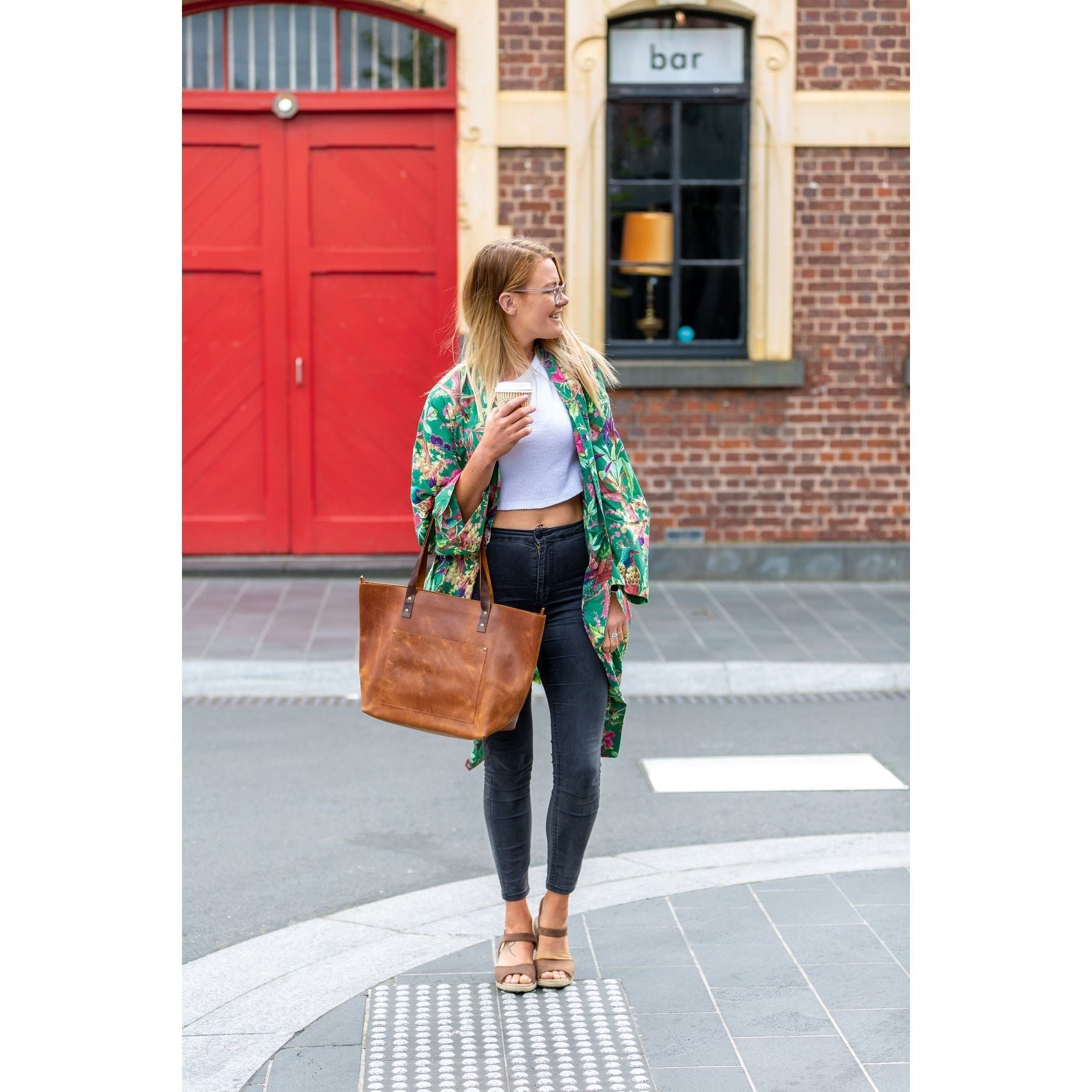 Customized Classic Brown Leather Tote Bag