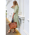 Customized Classic Brown Leather Tote Bag