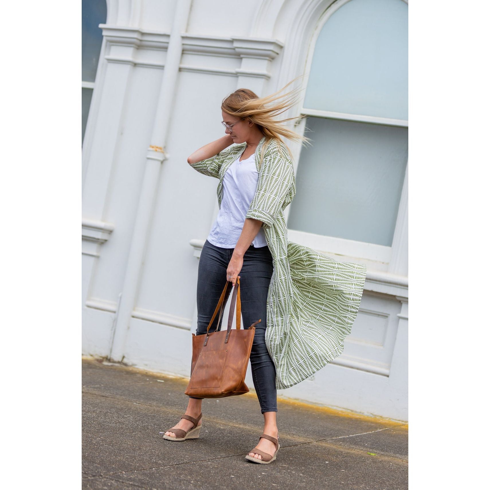 Customized Classic Brown Leather Tote Bag