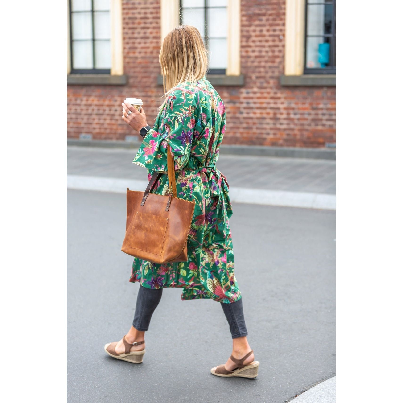 Customized Classic Brown Leather Tote Bag