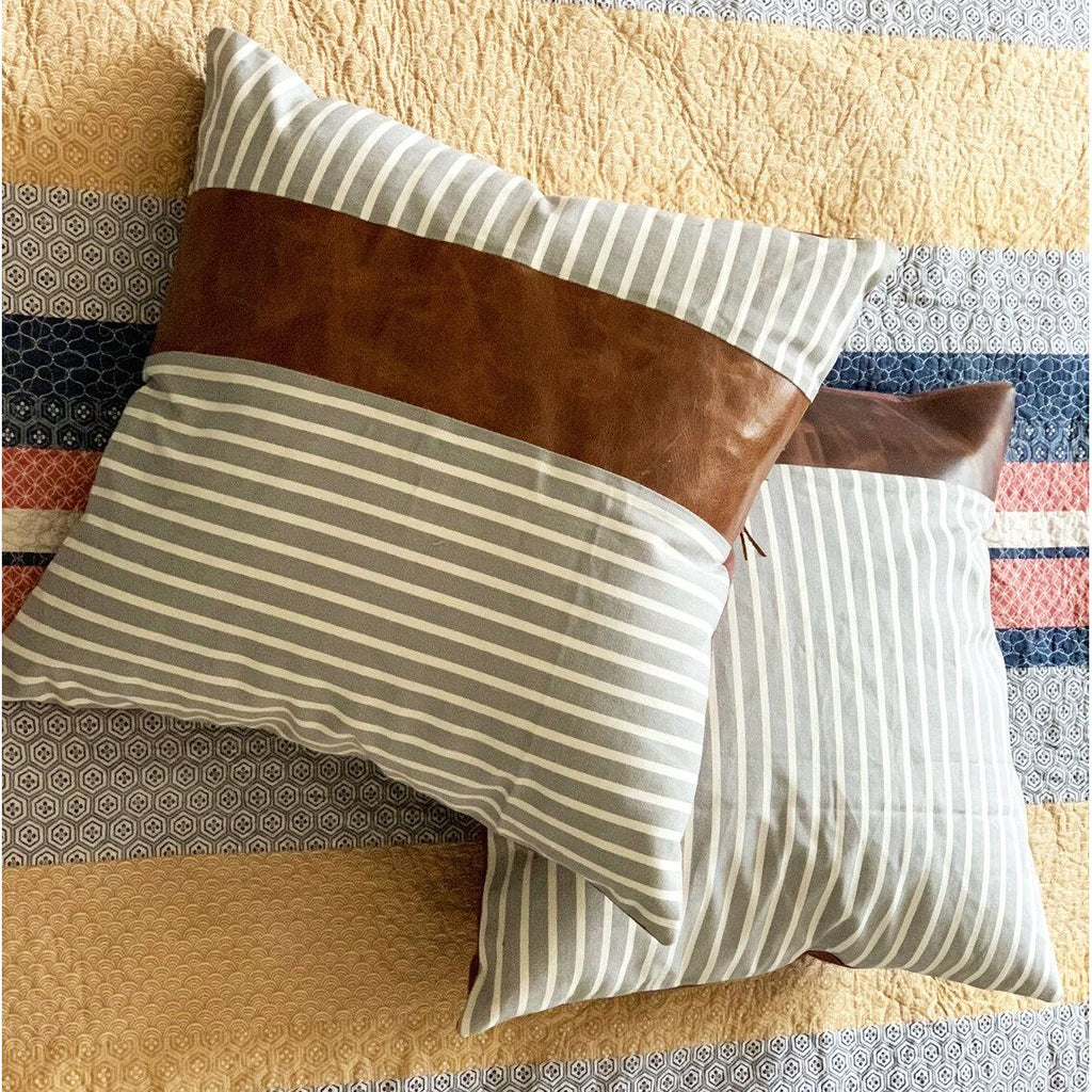 Vintage Tan Pillow Cover Genuine Leather Cushion