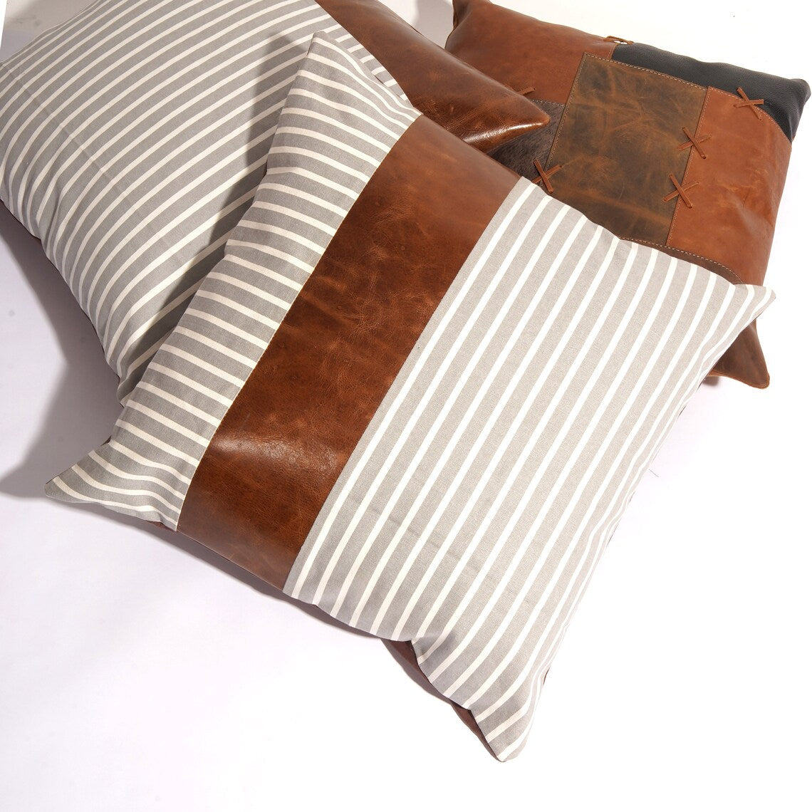 Vintage Tan Pillow Cover Genuine Leather Cushion