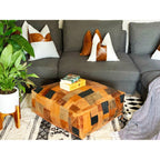 Exotic Leather Patchwork Ottoman