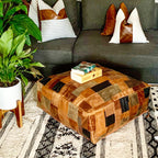 Exotic Leather Patchwork Ottoman
