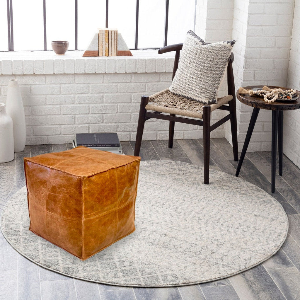 Exquisite Leather Tan Moroccan Ottoman