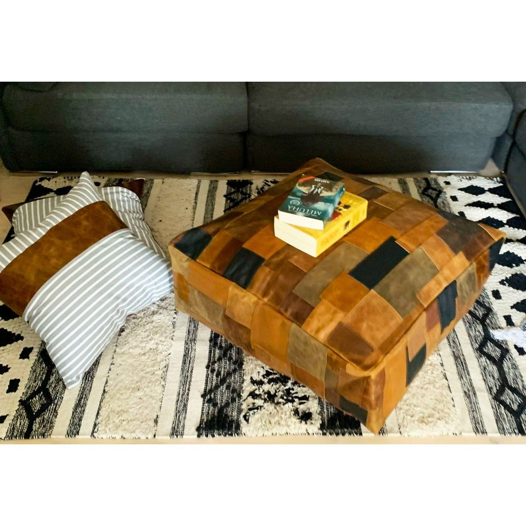 Exotic Leather Patchwork Ottoman