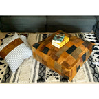 Exotic Leather Patchwork Ottoman
