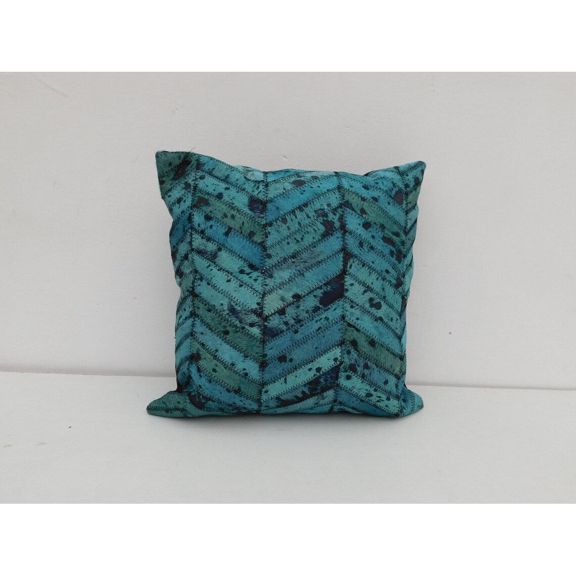 Stunning Cowhide Ocean Blues Cushion
