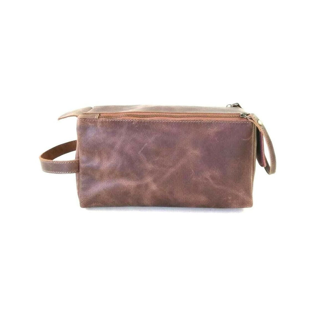 Large Mens Leather Toiletry Bag