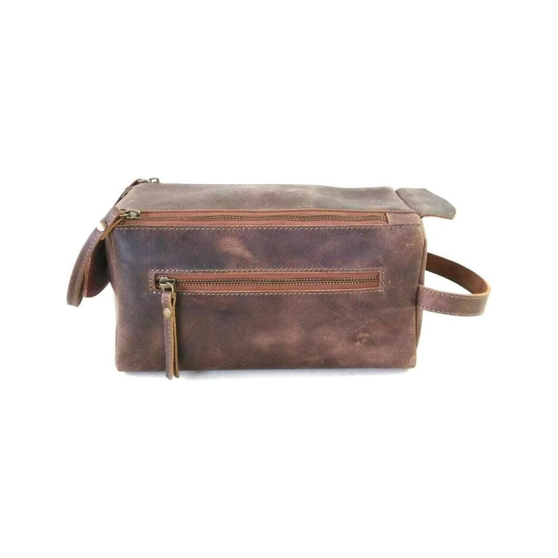 Large Mens Leather Toiletry Bag