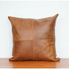 Cowhide Tan Leather Cushion Cover