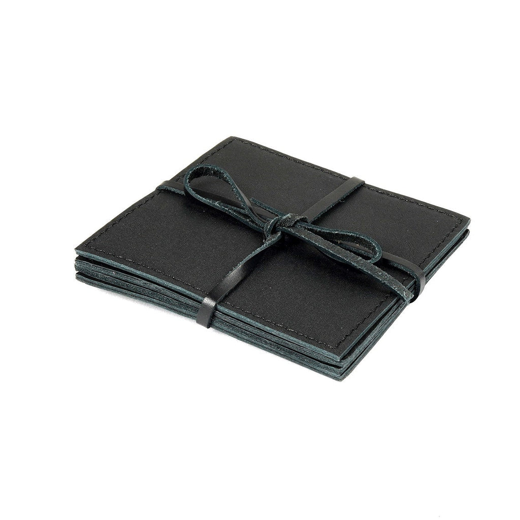 Stylish Home Accent Set of 4 Genuine Leather Coasters
