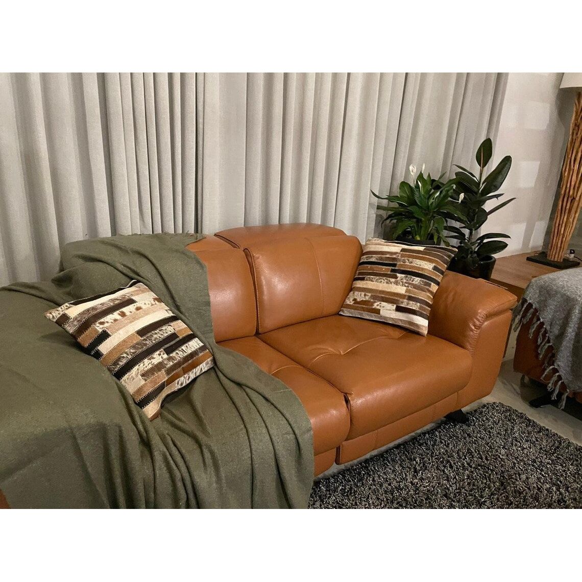 Sleek Cowhide Charm Black and White Leather Cushion Pillow Covers