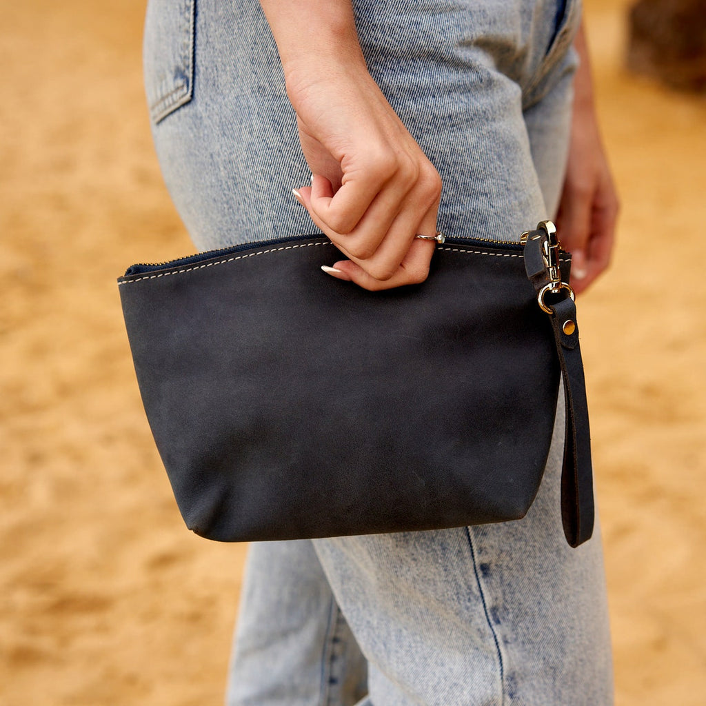 Sleek and Minimalist Small Leather Toiletry Crossbody Bag
