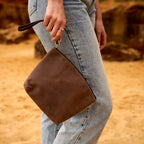 Sleek and Minimalist Small Leather Toiletry Crossbody Bag