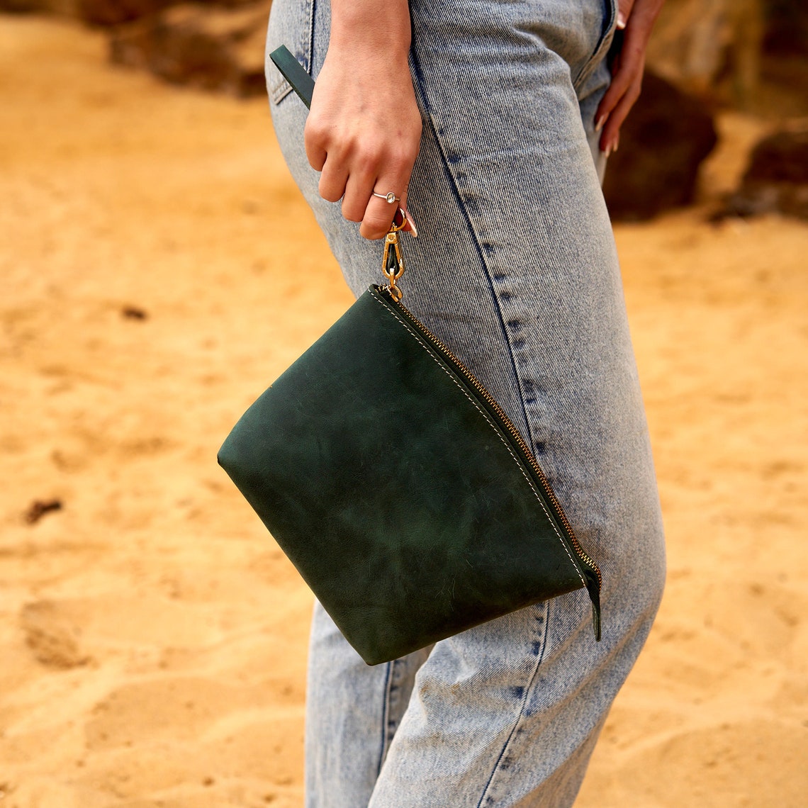 Sleek and Minimalist Small Leather Toiletry Crossbody Bag