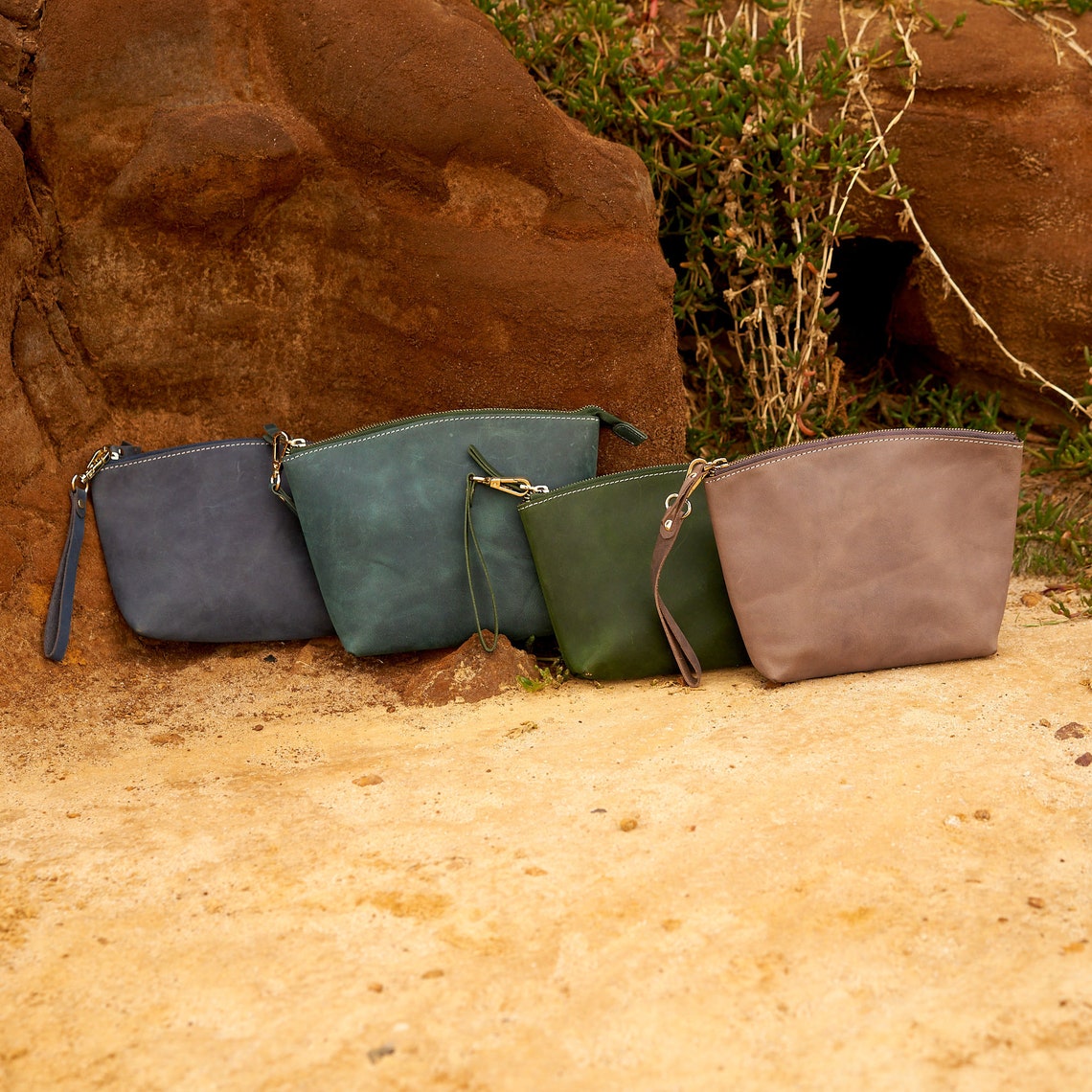 Sleek and Minimalist Small Leather Toiletry Crossbody Bag