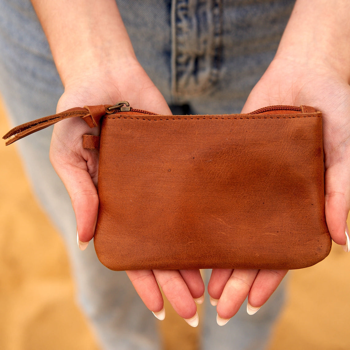Stylish  Leather Coin Purse Tan