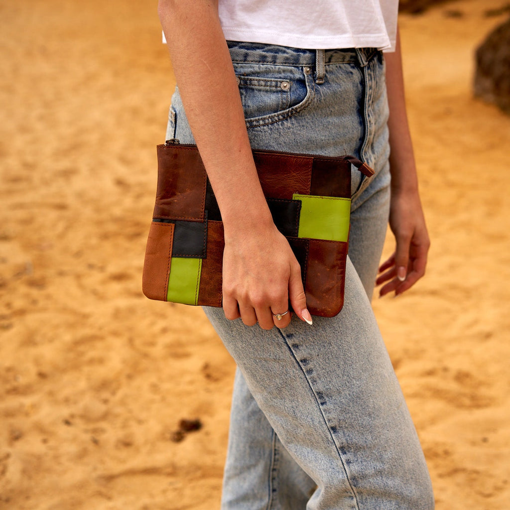 Patchwork Perfection Leather Clutch