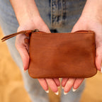 Stylish  Leather Coin Purse Tan