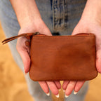 Stylish  Leather Coin Purse Tan