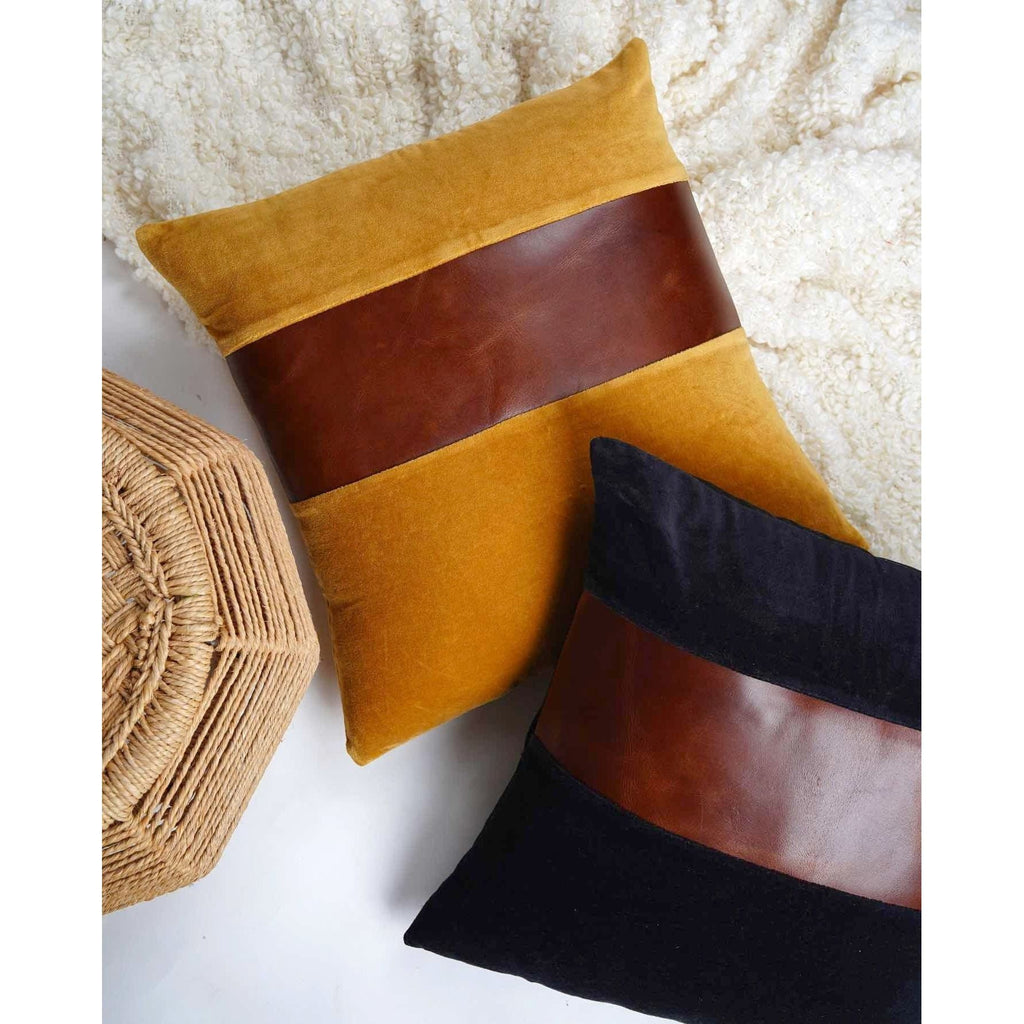 Luxurious Comfort Cushion Covers with Leather Patches