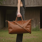 Heritage Tan Leather Weekender Duffle Bag - Handmade Travel Essential