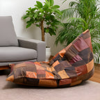 Vintage Leather Patchwork Bean Bag Cover - Upcycled Cowhide Lounger